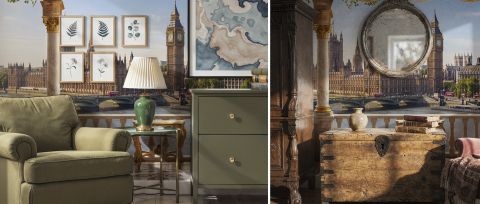 Zephora Solace Architectural Wallpaper — desktop room preview 3