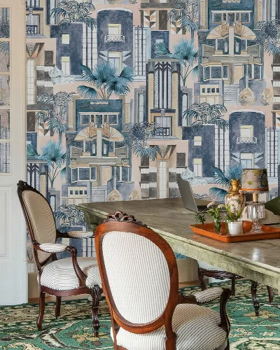 Larkspur Daydream Architectural Wallpaper — Slate Blue