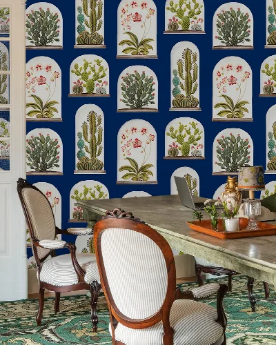 Thistlemere Echo Tropical Wallpaper — Navy