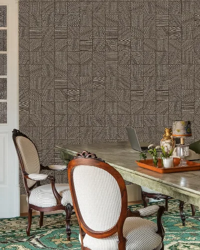 Roskell Story Geometric Wallpaper — Warm Gray