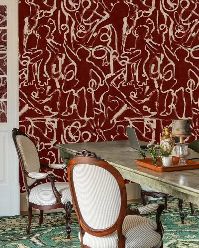 Kestrel Rhapsody Geometric Wallpaper — Rust Red