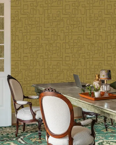 Roskell Passage Geometric Wallpaper — Golden Yellow