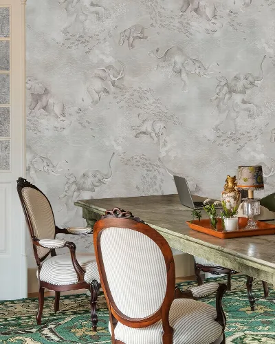 Larkspur Folio Animal Wallpaper — Silver Gray