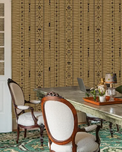 Quenora Chronicle Checks & Stripes Wallpaper — Antique Gold