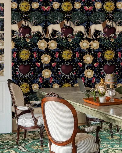 Iverley Muse Floral Wallpaper — Midnight Garden