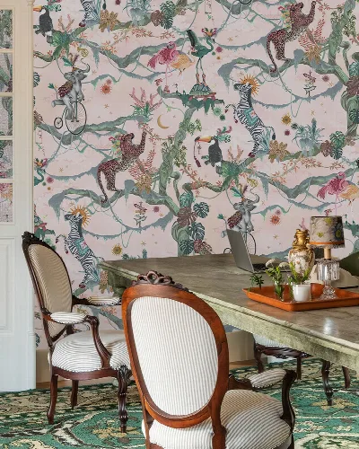 Kestrel Muse Tropical Wallpaper — Blush Ivory