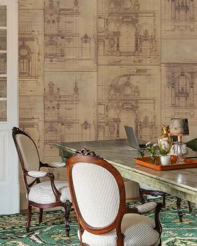 Elowen Tapestry Architectural Wallpaper