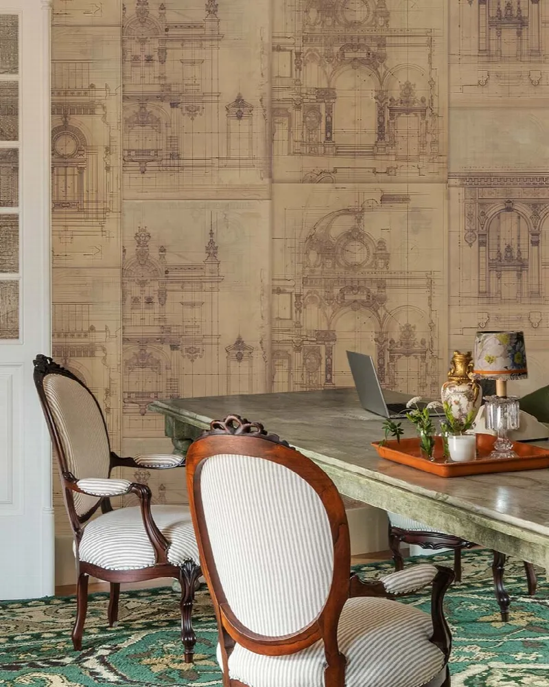 Elowen Tapestry Architectural Wallpaper