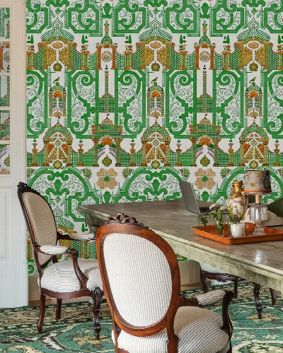 Halewood Verse Architectural Wallpaper — Emerald