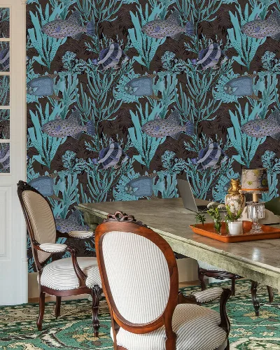 Fenwick Enclave Marine Wallpaper — Petrol