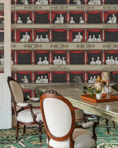 Peverly Drift Architectural Wallpaper — Burgundy