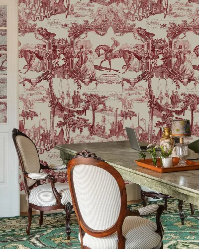 Junora Vista Equestrian Wallpaper — Burgundy