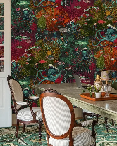 Merevale Keepsake Marine Wallpaper — Burgundy
