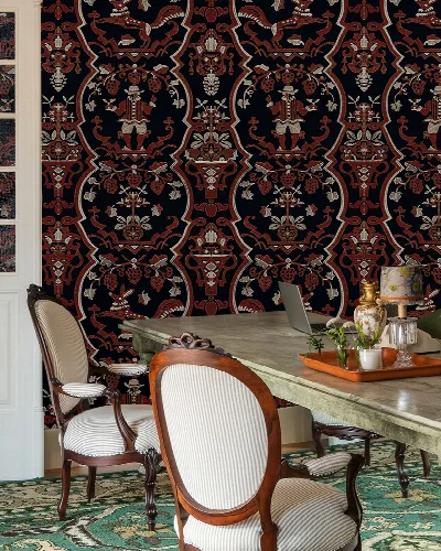 Kestrel Chronicle Ornamental Wallpaper — Midnight