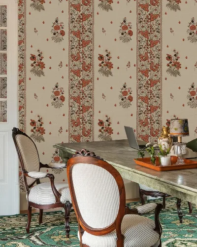 Kestrel Story Floral Wallpaper — Rust Red