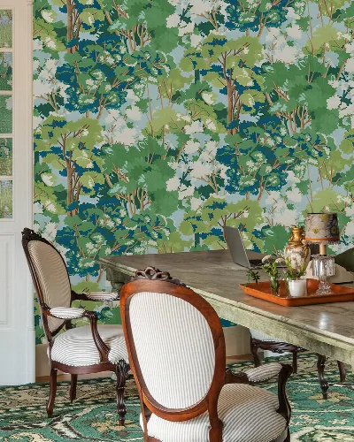 Solenne Prelude Woodland Wallpaper — Aqua