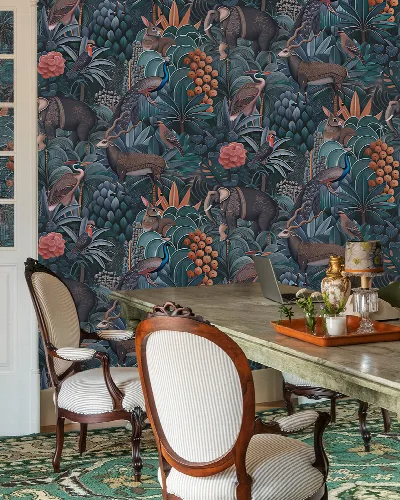 Solenne Enclave Tropical Wallpaper — Navy