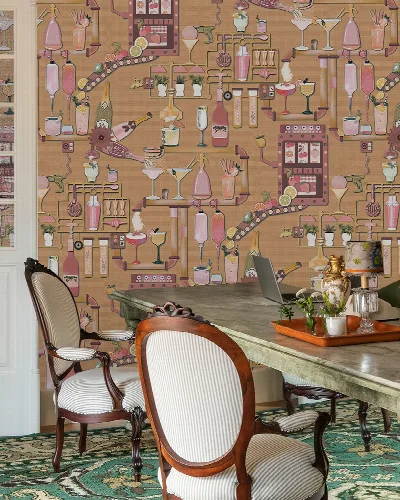 Merevale Passage Illustrative Wallpaper — Ochre