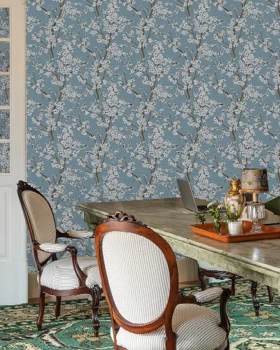 Quenora Vista Floral Wallpaper — Powder Blue