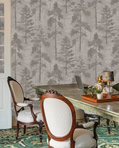 Solenne Tableau Woodland Wallpaper — Warm Taupe