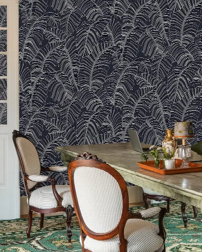 Roskell Folio Tropical Wallpaper — Midnight Blue