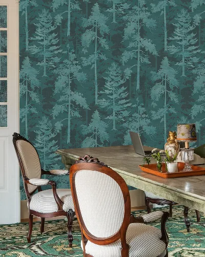 Solenne Tableau Woodland Wallpaper — Peacock