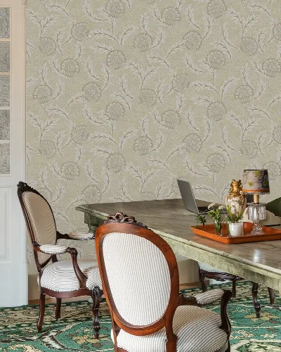 Roskell Keepsake Dark Floral Wallpaper — Silver Gray