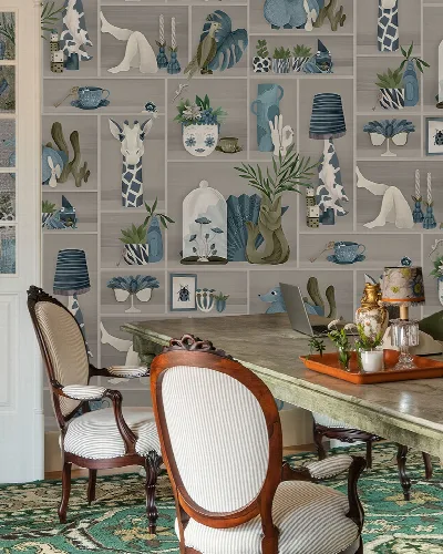 Merevale Muse Illustrative Wallpaper — Ivory