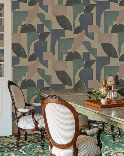 Orlena Vista Geometric Wallpaper — Earth Tones
