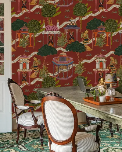 Virelle Haven Architectural Wallpaper — Garnet