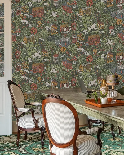 Roskell Serenade Floral Wallpaper — Forest