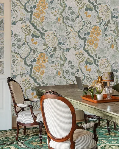 Roskell Echo Floral Wallpaper — Powder Blue