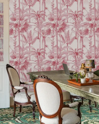 Gildmere Muse Tropical Wallpaper — Rose