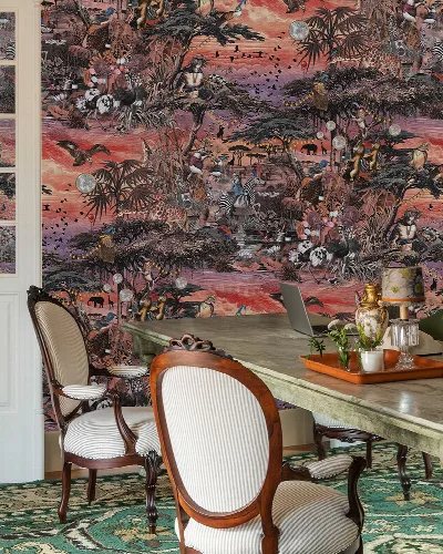 Larkspur Vista Tropical Wallpaper — Rose