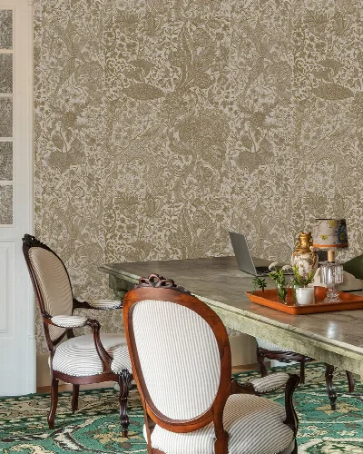 Kestrel Haven Ornamental Wallpaper — Linen