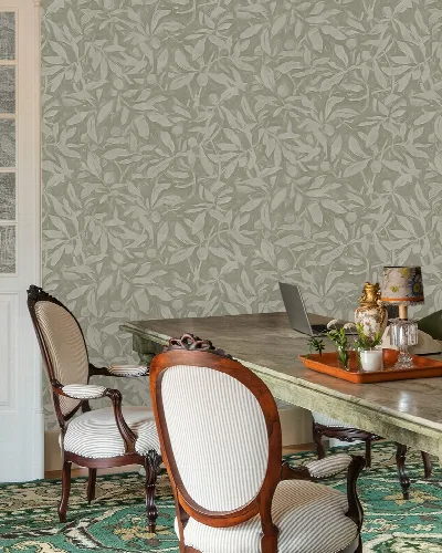 Peverly Whim Botanical Wallpaper — Slate Blue