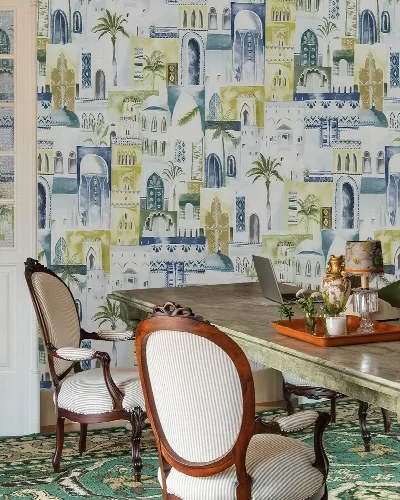 Peverly Tapestry Architectural Wallpaper