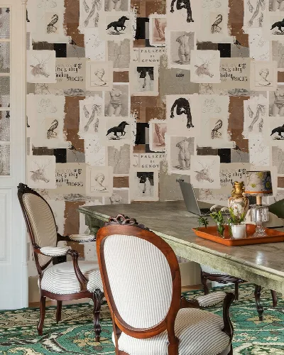 Iverley Serenade Illustrative Wallpaper — Warm Gray