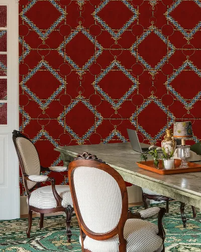 Kestrel Echo Geometric Wallpaper — Garnet