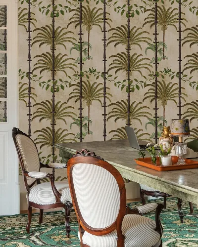 Gildmere Enclave Tropical Wallpaper — Parchment