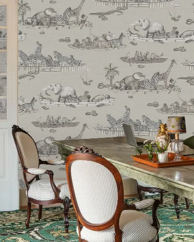 Quenora Reverie Animal Wallpaper — Silver Gray