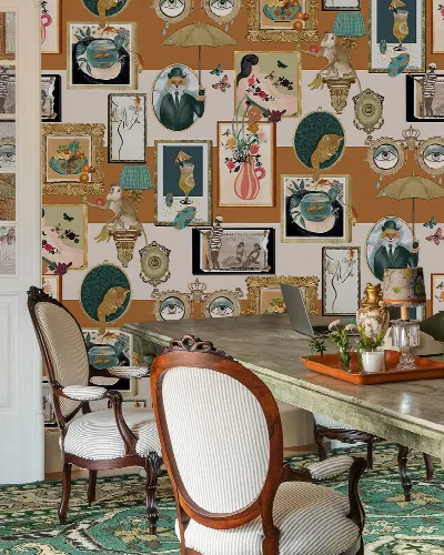 Larkspur Keepsake Illustrative Wallpaper — Mustard