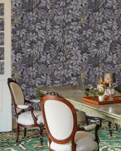 Peverly Serenade Botanical Wallpaper — Deep Plum