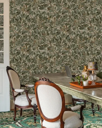 Peverly Story Botanical Wallpaper — Olive