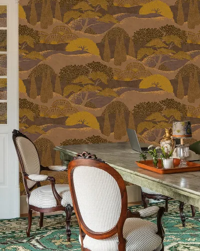 Quenora Rhapsody Architectural Wallpaper — Mustard