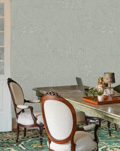 Quenora Tableau Botanical Wallpaper — Mist Blue