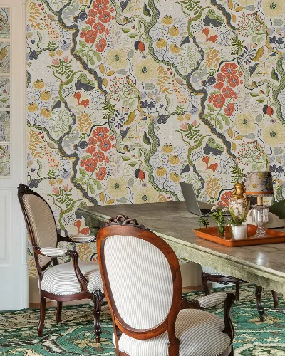 Roskell Echo Floral Wallpaper — Coral Ivory