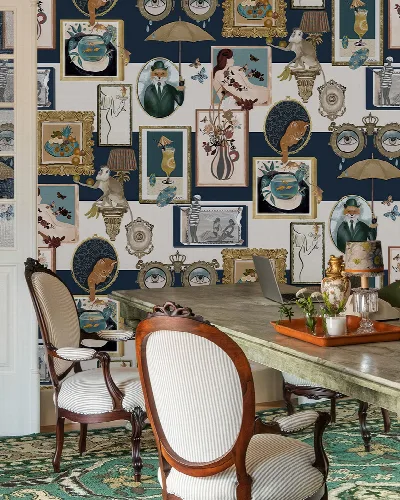 Larkspur Keepsake Illustrative Wallpaper — Onyx