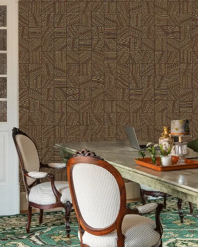 Roskell Story Geometric Wallpaper — Copper