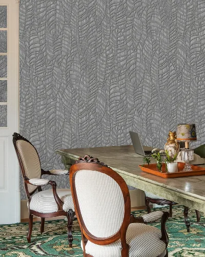 Roskell Tableau Botanical Wallpaper — Charcoal